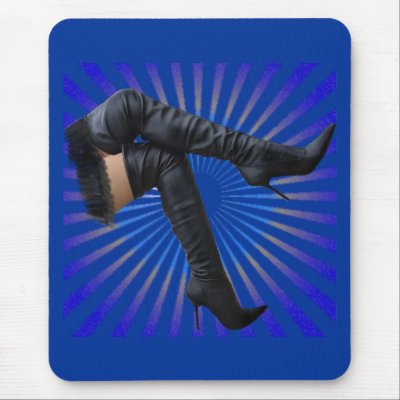 Leather Thigh High Boots Mouse Pad by uniqueandkinky