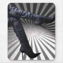 Leather Thigh High Boots Starburst and Clouds Mouse Pad