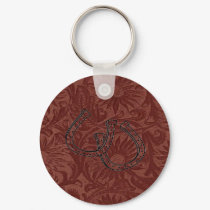 Leather Tool Print w/Double Horseshoes ~ Keychain by Westernpalamino Leather Tool Print w/Double Horseshoes ~ Keychain