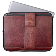 Leather Zipped Pocket Effect Neoprene Laptop Cover Computer Sleeves