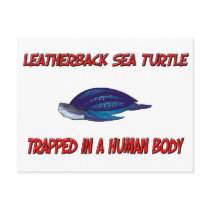 Leatherback Sea Turtle trapped in a human body postcards
