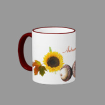 Leaves, Acorns, and Sunflowers mugs