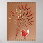 Leaves and Bird Poster