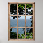 Leaves and Sea View from a Window Posters