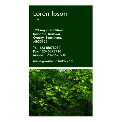 Leaves - Dark Green Business Card (back side)