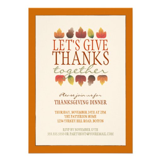 Leaves Of Autumn Thanksgiving Dinner Invitation