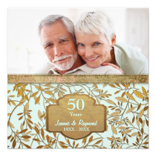 Leaves of Gold 50th Wedding Anniversary Announcement