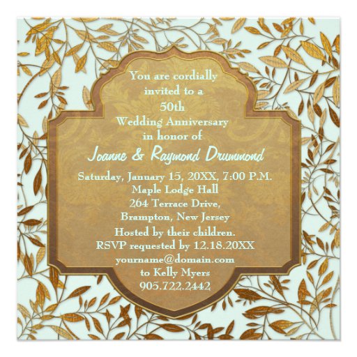 Leaves of Gold 50th Wedding Anniversary Announcement