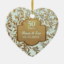 Leaves of Gold 50th Wedding Anniversary Christmas Tree Ornaments