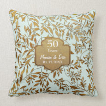 Leaves of Gold 50th Wedding Anniversary Pillow