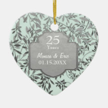 Leaves of Silver 25th Wedding Anniversary Ornament