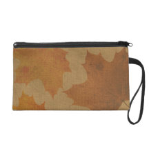 Leaves on canvas wristlet purse