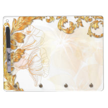 Leaves & Poppies - Gold & Tangerine Eraser Board Dry Erase Board