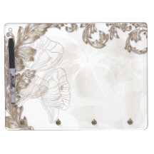 Leaves & Poppies - Sliver & Latte' Eraser Board Dry-Erase Whiteboard