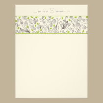 Leaves & Vines Flat Note Card (green) invitations
