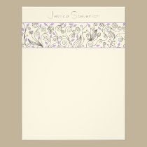 Leaves & Vines Flat Note Card (lavender) invitations