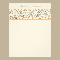 Leaves & Vines Flat Note Card (orange) invitations