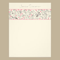 Leaves & Vines Flat Note Card (pink) invitations