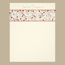 Leaves & Vines Flat Note Card (red) invitations