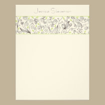 Leaves & Vines Flat Note Card (sage) invitations