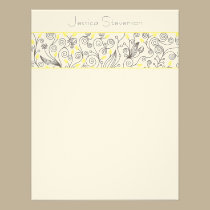 Leaves & Vines Flat Note Card (yellow) invitations