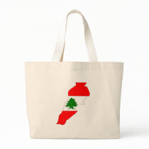 Lebanon flag map tote bags