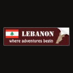 Lebanon Flag Map Text Bumper Sticker