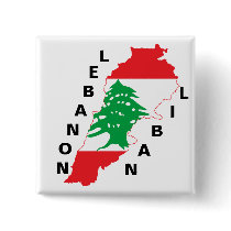 Lebanon Flag Map Pinback Button