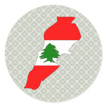 Lebanon Flag Map full size Round Sticker