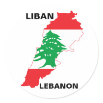 Lebanon Flag Map Round Sticker