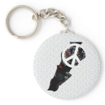 Lebanon Trendy Peace Sign with Lebanese map Keychain