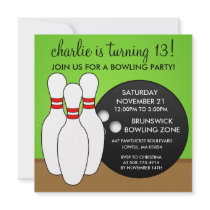 'Lectric Lime Let's Have a Ball Bowling Birthday P Invite