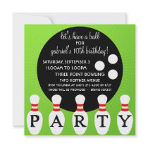 'Lectric Lime Pin Party Bowling Birthday Party Personalized Announcements