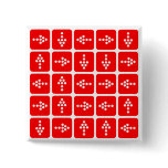 LED Arrow Square Red Pinback Buttons