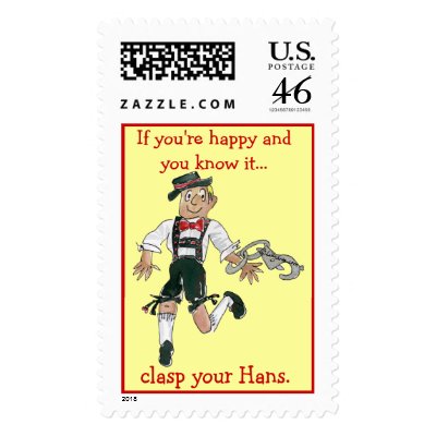Lederhosen Happy Octoberfest Postage Stamps by zooogle