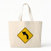 Left Curve Ahead Highway Sign Tote Bags