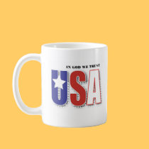 Left handed USA In God We Trust mug w Psalm 33:12