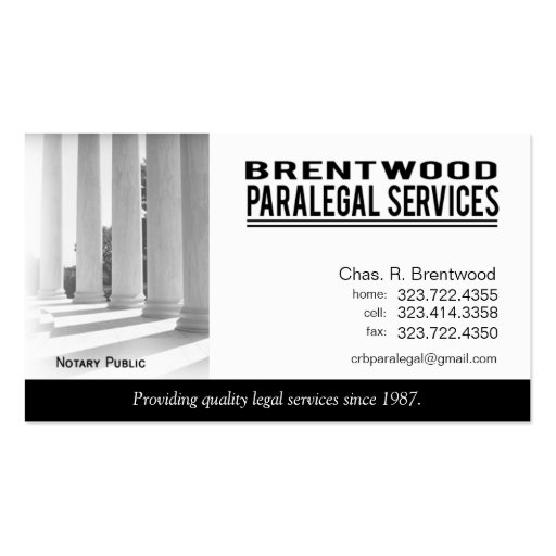 Legal1 Paralegal Law Office Services Notary Public Business Card Templates (front side)