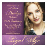 Legal Age 21st Birthday Elegant Purple Grunge Custom Invite