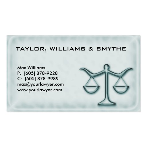 Legal Attorney Business Card Green (front side)