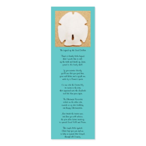 Legend of the Sand Dollar Bookmark Business Card Template (front side)