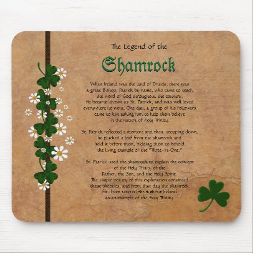 legend of the shamrock shamrocks mouse pad zazzle legend of the shamrock shamrocks mouse pad zazzle