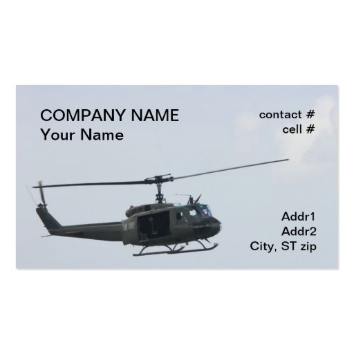 Legendary huey helicopter business card template