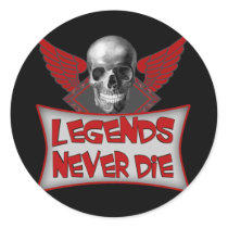 Legends Never Die Round Stickers