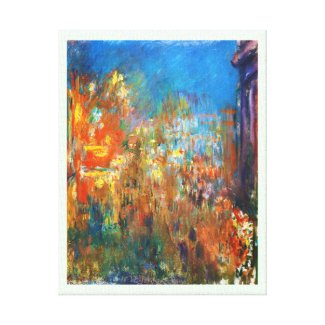 Leicester Square at Night Claude Monet fine art Stretched Canvas Print
