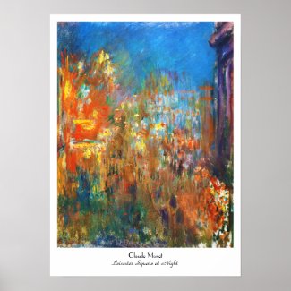 Leicester Square at Night Claude Monet fine art Poster