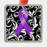 Leiomyosarcoma Ribbon Deco Noir Christmas Ornaments
