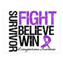 Leiomyosarcoma Survivor Fight Believe Win Motto Postcard