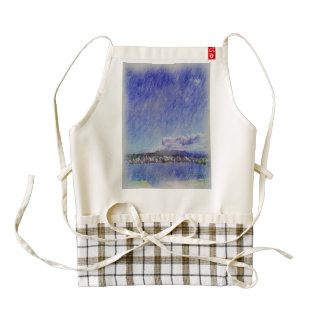 Leirvik harbor with boat zazzle HEART apron