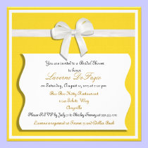 Lemon and White Bow Bridal Shower Invitation invitations